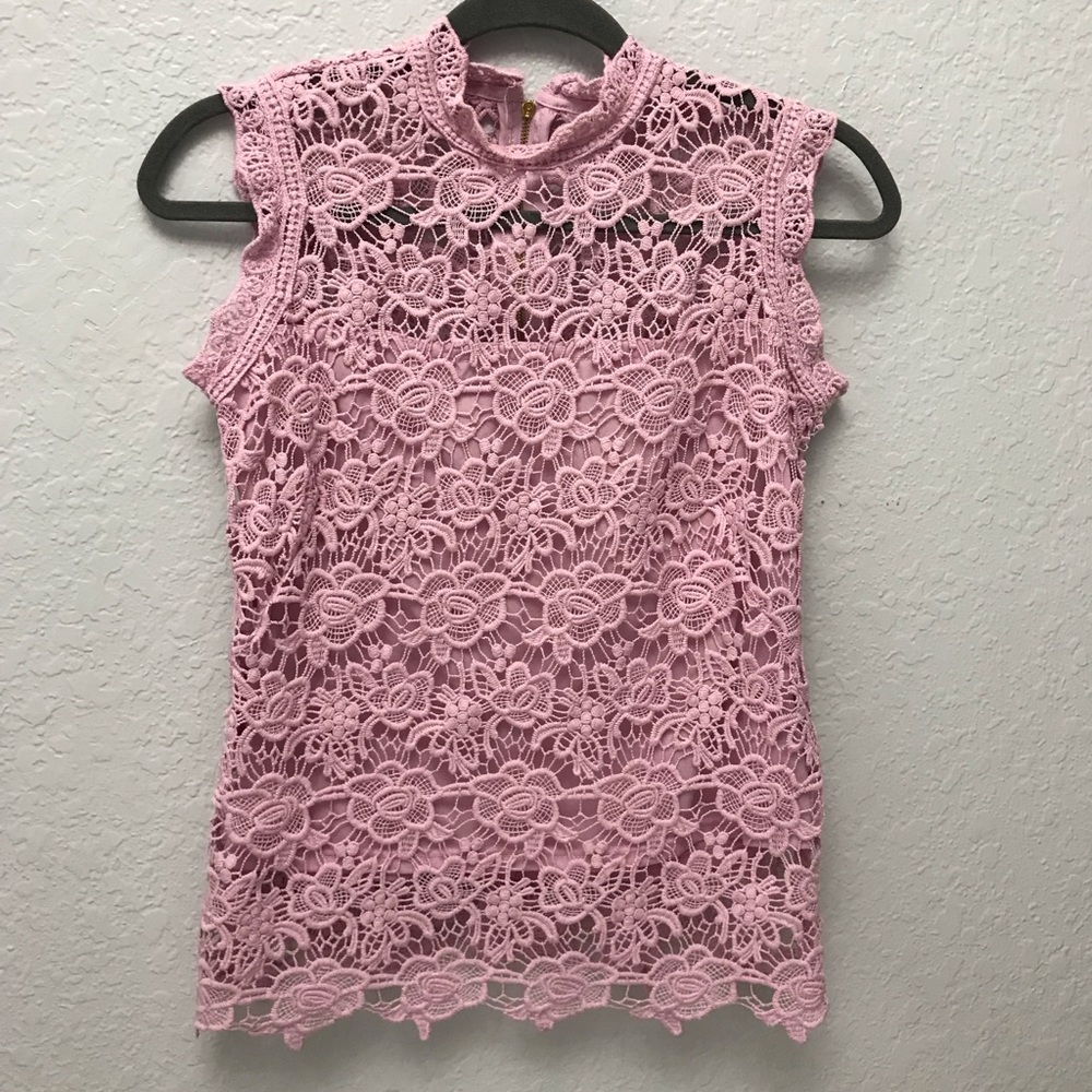 NANETTE LEPORE 🎀 Pink Floral Lace Blouse Size S